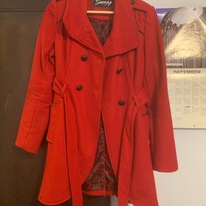 Guess red pea coat